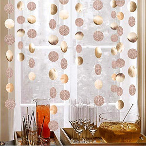 Glitter Champagne Gold Decorations Paper Circle Dots Garland Party Streamers Bunting Backdrop Hanging Decor Banner for weddings - Decotree.co Online Shop