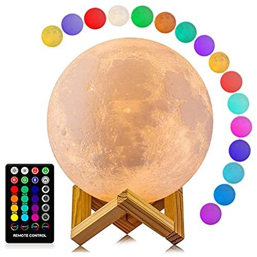 16 Colors LED Night Light 3D Printing Moon Light with Stand & Remote/Touch Control and USB Rechargeable, Moon Light Lamps for kids friends Birthday Gifts - Decotree.co Online Shop