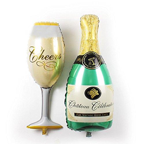 Aluminum Film Champagne Bottle and Goblet Hydrogen Balloons for Party Decoration - Decotree.co Online Shop