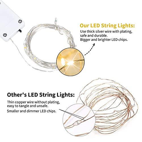 12 Pack Led Fairy Lights Battery Operated String Lights Waterproof Silver Wire 7 Feet 20 Led Firefly Starry Moon Lights for DIY Wedding Party Bedroom Patio Christmas (Warm White) - Decotree.co Online Shop
