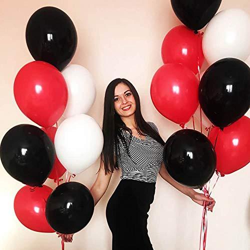 62 Pieces Black Red Confetti Balloons Kit, 12 Inches Black Red White Confetti Balloons with Balloon Ribbon - Decotree.co Online Shop