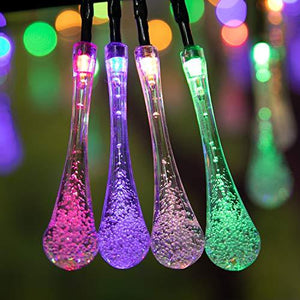 Outdoor Solar String Lights, 40 Led Water Drop Solar Powered Lights with 8 Modes - Decotree.co Online Shop