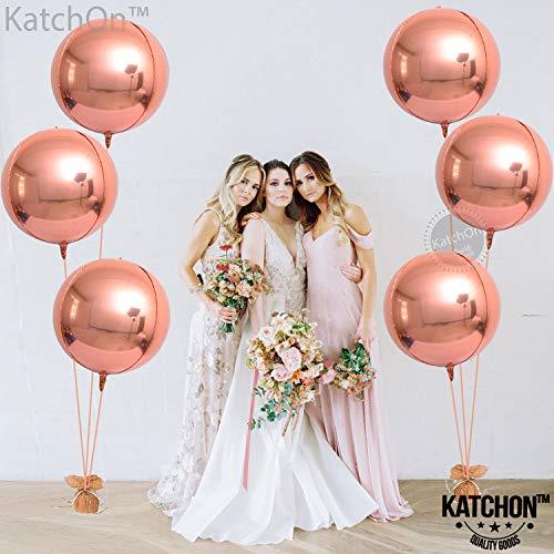 Big, Rose Gold Foil Balloon - Pack of 6 | Rose Gold Metallic Balloon for Rose Gold Party Decorations | 4D Sphere Rose Gold Balloons | 360 Degree Rose Gold Mylar Balloons for Birthday, Bachelorette - Decotree.co Online Shop