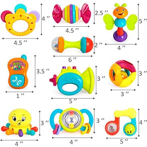 10pcs Baby Rattles Toys Set, Infant Grab N Shake Rattle, Sensory Teether, Early Development Learning Music Toy, Newborn Birthday Gifts for 0 1 2 3 4 5 6 7 8 9 10 12 Month Babies Boy Girl - Decotree.co Online Shop