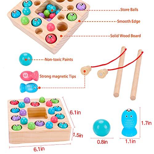 Montessori Toys for Toddlers Wooden Fishing Game Fine Motor Skill Autism Toys Occupational Therapy Learning Magnet Fishing Pole Clamp Chopsticks Preschool Math Game for Kids Age 3 4 5 6 Year Old - Decotree.co Online Shop