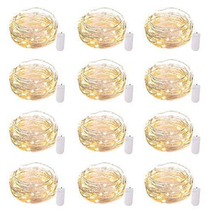12 Pack Led Fairy Lights Battery Operated String Lights Waterproof Silver Wire 7 Feet 20 Led Firefly Starry Moon Lights for DIY Wedding Party Bedroom Patio Christmas (Warm White) - Decotree.co Online Shop