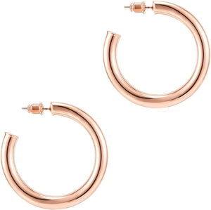 14K Gold Colored Lightweight Chunky Open Hoops - Decotree.co Online Shop
