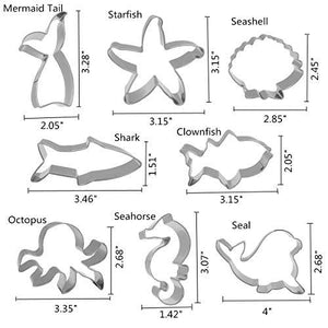 Under The Sea Creatures Cookie Cutter Set - 8 Piece Stainless Steel Cutters Molds Cutters - Decotree.co Online Shop