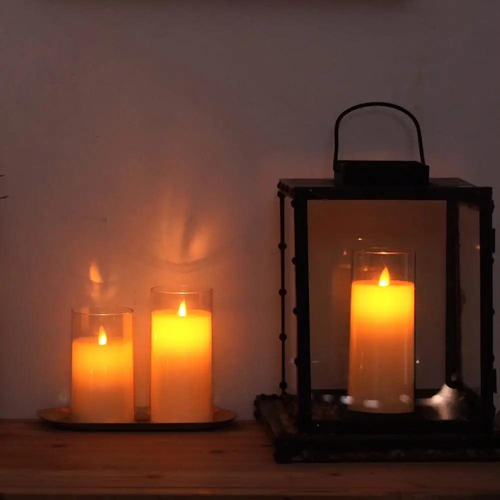 Flickering Flameless Candles, Battery Operated Acrylic LED Pillar Candles with Remote Control and Timer - Decotree.co Online Shop