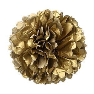 5pcs Gold Tissue Paper Flower Pom Poms, Hanging Party Decorations - Decotree.co Online Shop