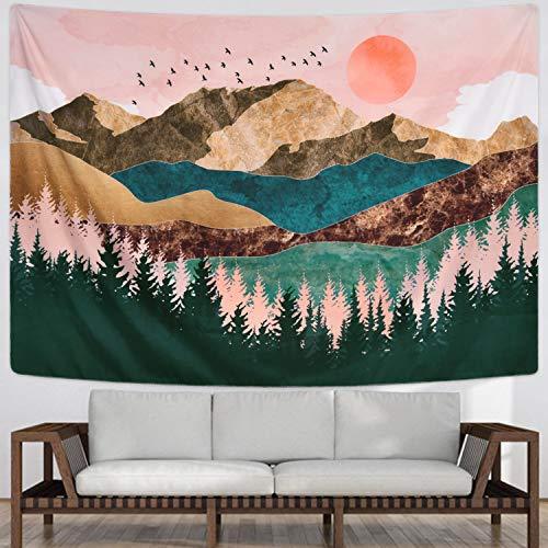 Mountain Tapestry Forest Tree Tapestry Sunset Tapestry Nature Landscape Tapestry Wall Hanging for Room(51.2 x 59.1 inches) - Decotree.co Online Shop