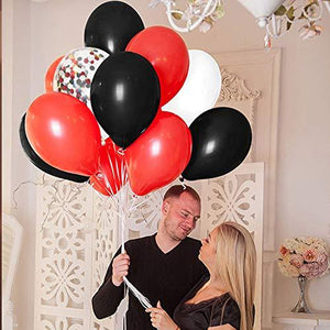 62 Pieces Black Red Confetti Balloons Kit, 12 Inches Black Red White Confetti Balloons with Balloon Ribbon - Decotree.co Online Shop