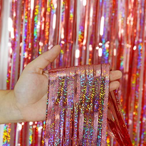 Foil Fringe Curtains Party Decorations - Melsan 3 Pack 3.2 x 8.2 ft Tinsel Curtain Party Photo Backdrop for Birthday Party Baby Shower or Graduation Decorations Rose Gold - Decotree.co Online Shop