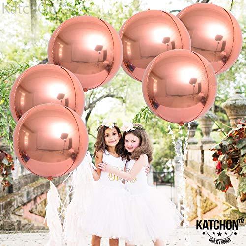 Big, Rose Gold Foil Balloon - Pack of 6 | Rose Gold Metallic Balloon for Rose Gold Party Decorations | 4D Sphere Rose Gold Balloons | 360 Degree Rose Gold Mylar Balloons for Birthday, Bachelorette - Decotree.co Online Shop