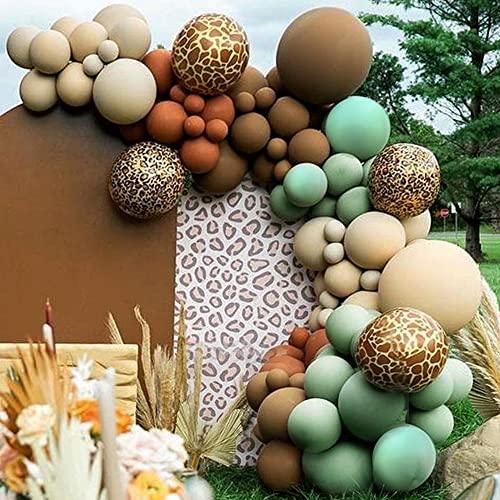 87 Pcs Safari Balloon Garland Arch Kit Olive Brown Coffee leopard print Birthday Decorations And Gold Baby Shower - Decotree.co Online Shop