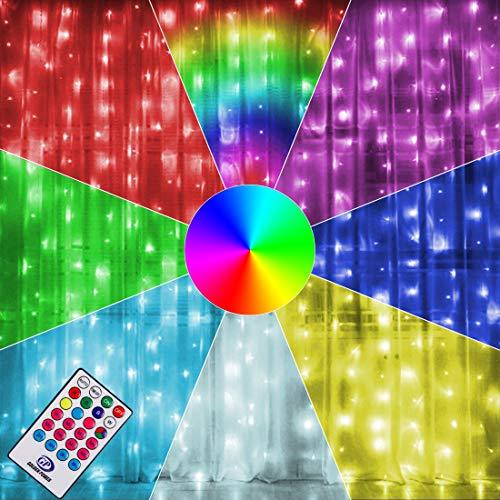 300 LED Window Curtain Lights, Christmas Rainbow RGB Color Changing 64 Functional Backdrop Light with Remote - Decotree.co Online Shop