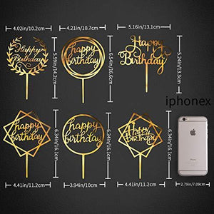 6 Pack Happy Birthday Cake Topper Acrylic Cupcake Topper for Various Birthday Cake Decorations - Decotree.co Online Shop
