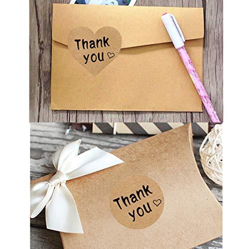 Thank You Stickers Roll 1000pcs Adhesive Labels Kraft Paper with Black Hearts, Decorative Sealing Stickers for Christmas Gifts, Wedding, Party - Decotree.co Online Shop