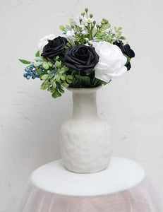 Real Looking Black Foam Fake Roses with Stems for DIY Wedding Bouquets Centerpieces Arrangements Party Decor - Decotree.co Online Shop