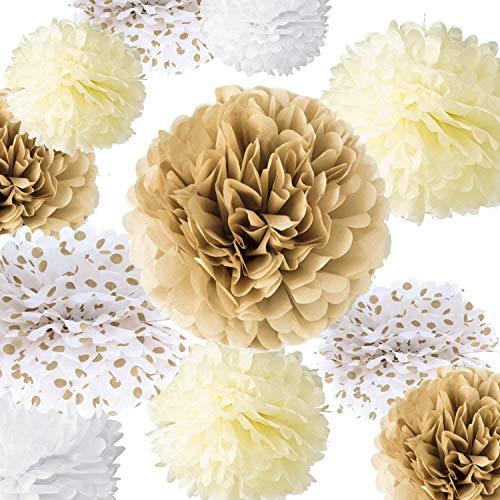 20 Pcs Tissue Paper Pom Poms Kit (14", 10", 8", 6" Tissue Paper Flowers) for Wedding, Birthday, Engagement Party Décor - Decotree.co Online Shop