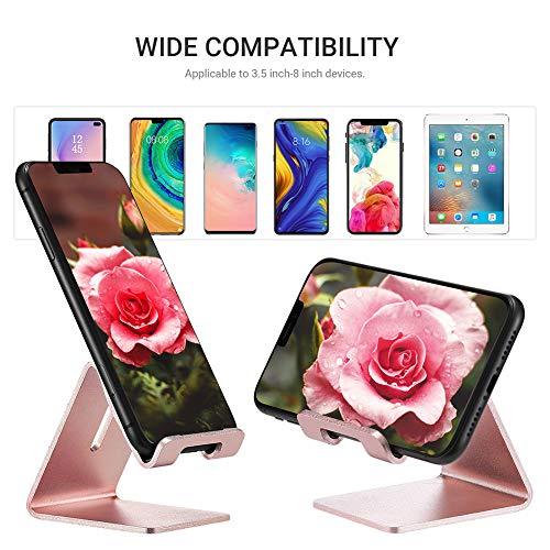 Cell Phone Stand Holder - Aluminum Desktop Solid Portable Universal Desk Stand Compatible with All Mobile Smart Phone Huawei iPhone X 8 7 6 Plus 5 Ipad Mini Tablet Office Decor (Rose Gold) - Decotree.co Online Shop
