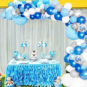 135 Pieces Blue Balloon Garland Arch Kit - White Blue Silver and Blue Confetti Latex Balloons - Decotree.co Online Shop