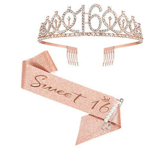 16th Birthday Sash and Tiara for Girls, Sweet Sixteen Birthday Sash Crown 16 & Fabulous Sash and Tiara for Girls, 16th Birthday Gifts for Happy 16th Birthday Party Favor Supplies - Decotree.co Online Shop