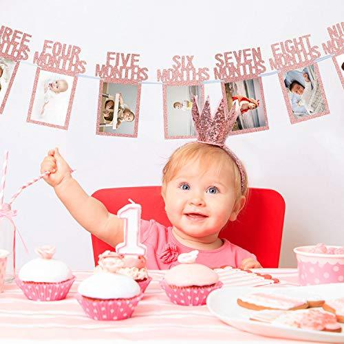 1st Birthday Baby Photo Banner for Newborn to 12 Months, Monthly Milestone Photograph Bunting Garland, First Birthday Celebration Decoration - Decotree.co Online Shop