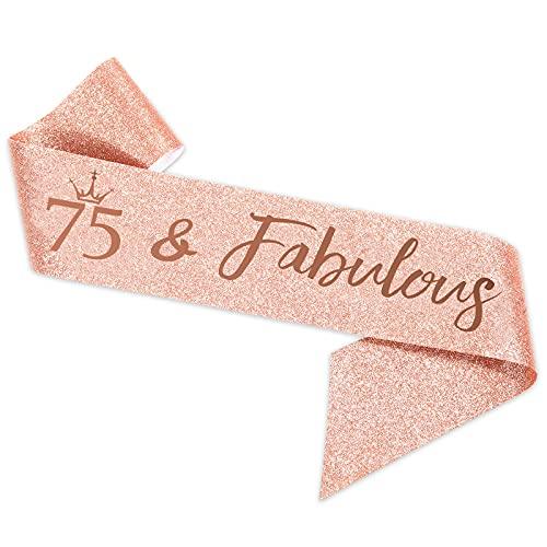 75th Birthday Sash and Tiara for Women, Rose Gold Birthday Sash Crown 75 & Fabulous Sash and Tiara for Women, 75th Birthday Gifts for Happy 75th Birthday Party Favor Supplies - Decotree.co Online Shop