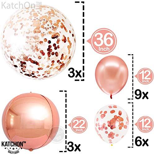 Giant 36 Inch Rose Gold Confetti Balloons - Pack of 21 | Rose Gold Foil Balloons for Rose Gold Balloon Garland Kit | Metallic Rose Gold Balloons for Birthday, Bachelorette, Bridal Shower Decorations - Decotree.co Online Shop