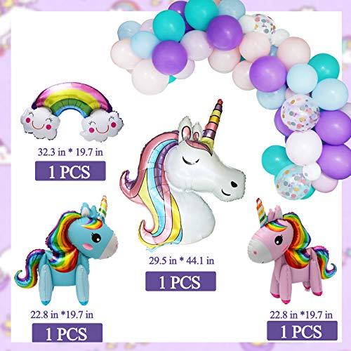 138Pcs Pastel Unicorn Birthday Balloons Arch Kit 12''10''5'' Purple Pink Tiffany Blue Balloons Set with Rainbow Unicorn Balloons Happy Birthday Balloons for Baby Shower Girls Birthday Party Supplies - Decotree.co Online Shop