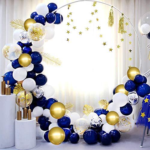 146pcs Navy Royal Blue and Gold Balloon Confetti Balloon, White Latex Balloon for Birthday, Baby Shower - Decotree.co Online Shop