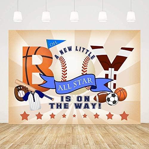 Sports Baby Shower Party Decoration backdrop for Boy Football Baseball Basketball Sport Theme Party - Decotree.co Online Shop