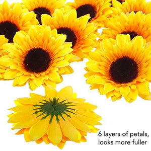 32pcs 3.5" Fake Sunflowers, Artificial Sunflower Heads, Faux Silk Sunflower Decoration for Christmas Tree Craft Home Party Wedding Decor - Decotree.co Online Shop