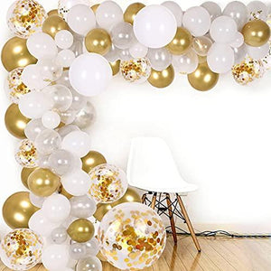 138Pcs Party Balloons Decoration Set, Gold Confetti & Silver & White & Transparent Balloons Garland for Bridal & Baby Shower, Wedding, Birthday - Decotree.co Online Shop