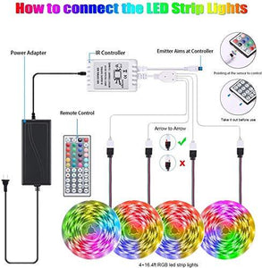 65.6ft Led Strip Lights, Ultra Long RGB 5050 Color Changing LED Light Strips Kit with 44 Keys - Decotree.co Online Shop