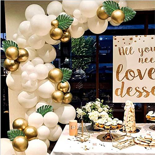 120pcs White Gold Balloon Garland Arch Kit 5 Inch 10 Inch 12 Inch White Gold Confetti Balloons Set for Birthday - Decotree.co Online Shop