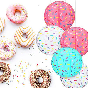 6 Pieces 12 inch Donut Party Hanging Paper Lanterns Baby Shower Donut Lanterns for Baby Shower Kids Birthday Party - Decotree.co Online Shop