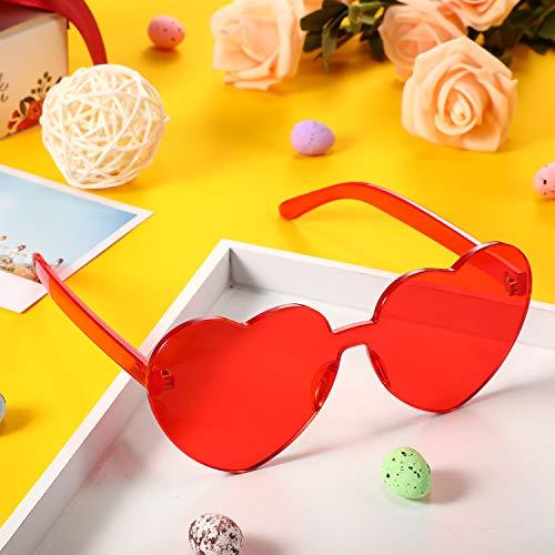 2 Pieces Heart Shape Rimless Sunglasses Transparent Candy Color Frameless Glasses Love Eyewear - Decotree.co Online Shop