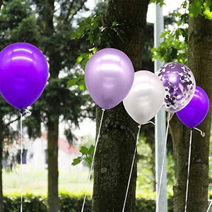 72pcs Purple Balloons Assorted Latex Purple Confetti White Balloons for Wedding Birthday Graduation Party Decorations - Decotree.co Online Shop