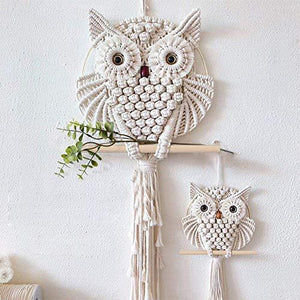 2Pcs Owl Macrame Wall Hanging Tapestry Art Decor Handmade Woven Boho Ornament - Decotree.co Online Shop
