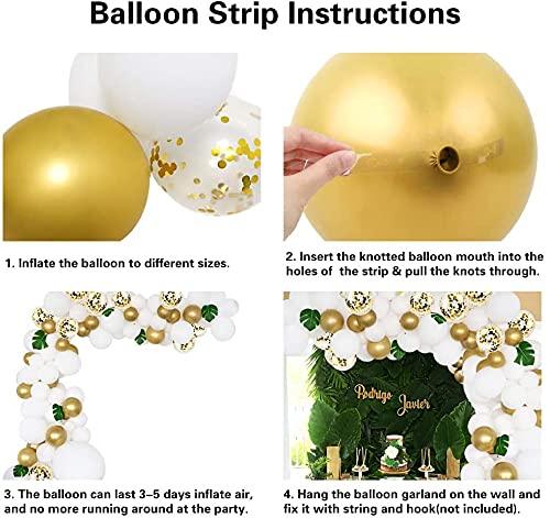 145pcs White and Gold Latex Balloons Kit for Shower, Wedding, Birthday, Anniversary, Engagements Party - Decotree.co Online Shop