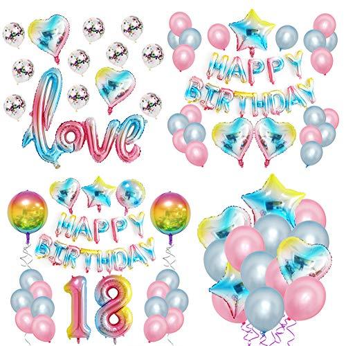 15 Pack 18" Assorted Heart Shaped Helium Foil Balloons Star Balloons Round Balloons Rainbow Colors Mylar Globos for Baby Shower Birthday Wedding Graduation - Decotree.co Online Shop