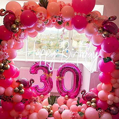 Girl’s Birthday Flamingo Garland Kit Balloon 70 Pcs Pink Rose Red Golden for Hawaii Tropical Themed Party - Decotree.co Online Shop