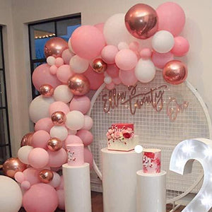 Pink Balloon Garland Kit 130 Pcs 12 Inch Rose Gold Pink White Party Balloons Arch for Baby Shower Girl Bridal Shower Birthday - Decotree.co Online Shop