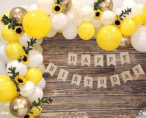 Sunflower Yellow Balloons Garland Arch Kit Yellow Gold White Balloons and Sunflower Vines for Sunflower Bee Theme Birthday - Decotree.co Online Shop