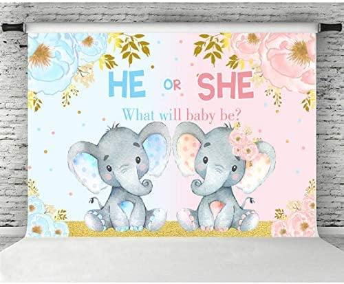 Elephant Gender Reveal Baby Shower Photo Backdrop Pink or Blue Elephant Flower Background - Decotree.co Online Shop