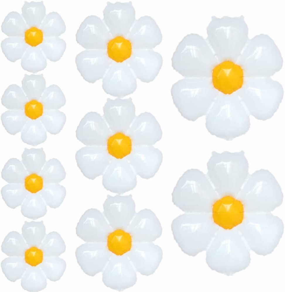Daisy Balloons 9 Pieces White Daisy Flower Balloons for Groovy Daisy Theme Girls Birthday Party Wedding Baby Shower Decoration (3 sizes mixed) - Decotree.co Online Shop