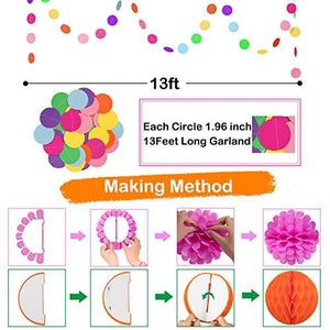 28Pcs Colorful Birthday Decorations, Fiesta Hanging Paper Fans, Hanging Swirl - Decotree.co Online Shop