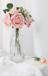 Peach Pink Foam Fake Roses with Stems for DIY Wedding Bouquets Bridal Shower Centerpieces - Decotree.co Online Shop